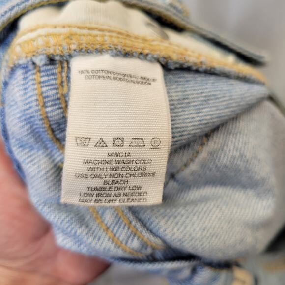 We the Free Light wash Distressed A-line Micro Denim Skirt Button Fly, 25 - Picture 9 of 9